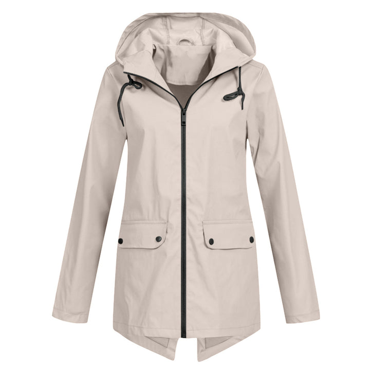 Veste de mi-saison zippée et imperméable pour femme avec capuche
