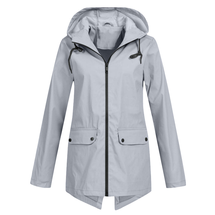 Veste de mi-saison zippée et imperméable pour femme avec capuche