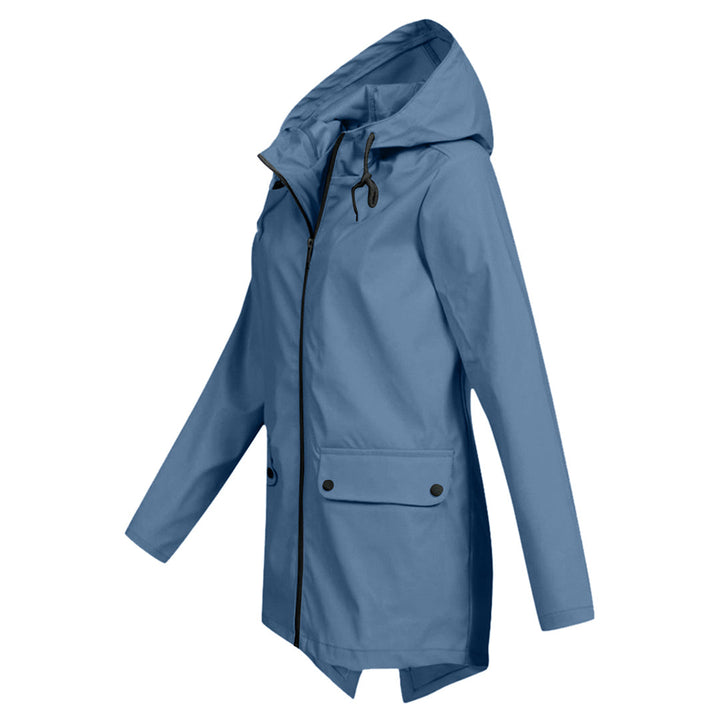 Veste de mi-saison zippée et imperméable pour femme avec capuche