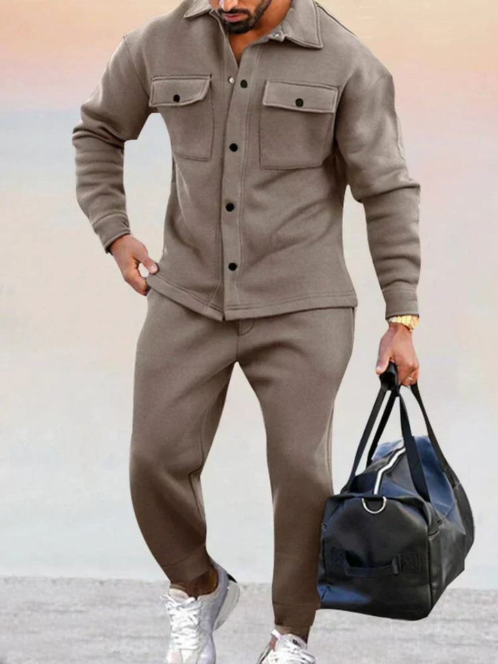 Herren Strukturiertes Overshirt &amp; Tapered Hose Lässiges Co-Ord Set