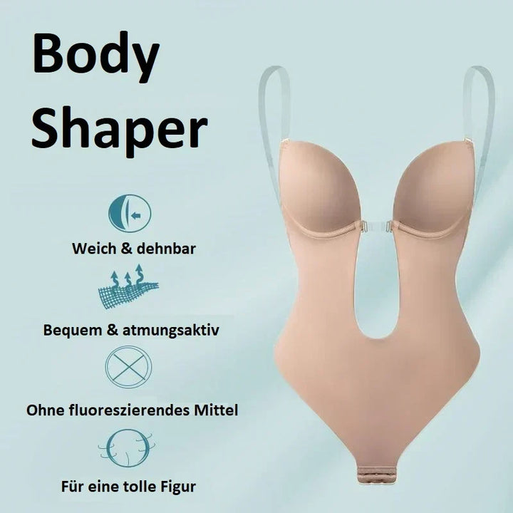 Damen Shapewear Bodysuit mit niedrigem Rücken – Nahtloser Stütz-Bodysuit