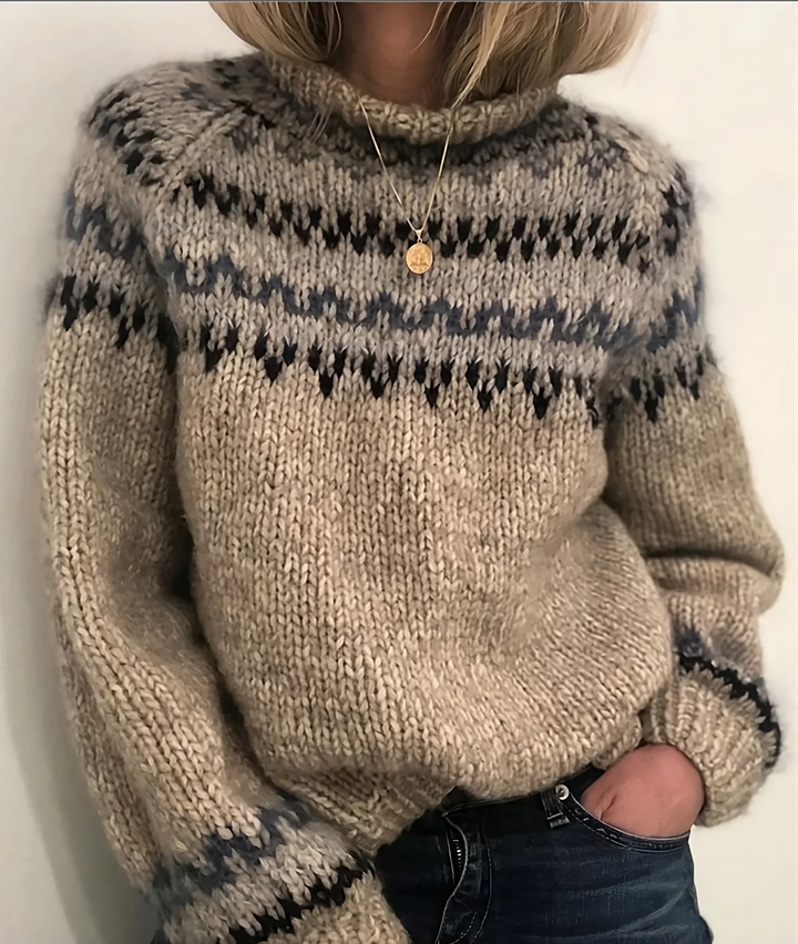 Pull en maille à col montant pour femme – Laine islandaise, pull en laine pour l&