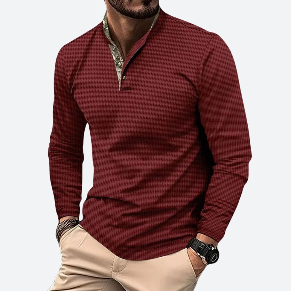 Herren Poloshirt mit langen Ärmeln und atmungsaktivem Material