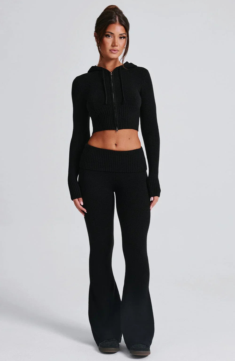Strick Lounge Co-Ord Set mit Zip-Up Kapuzenpullover