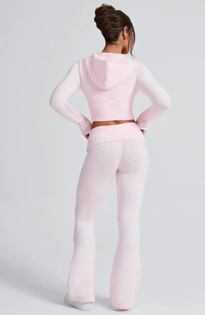 Strick Lounge Co-Ord Set mit Zip-Up Kapuzenpullover