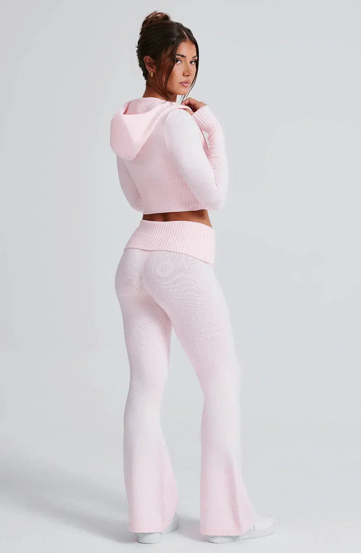 Strick Lounge Co-Ord Set mit Zip-Up Kapuzenpullover