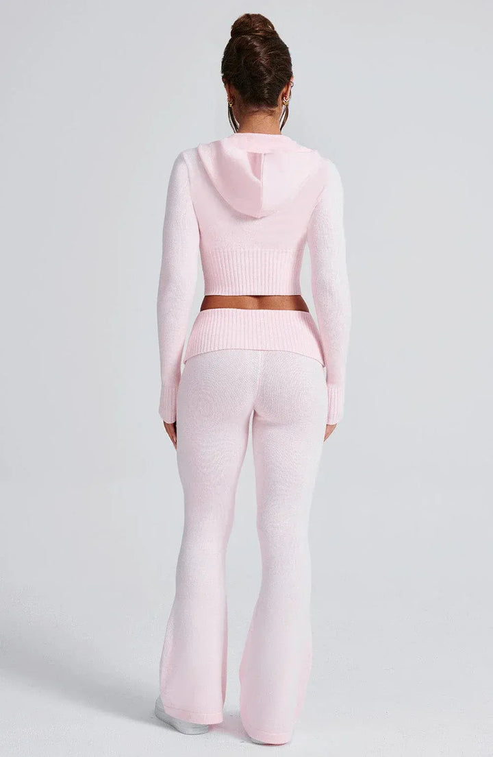 Strick Lounge Co-Ord Set mit Zip-Up Kapuzenpullover
