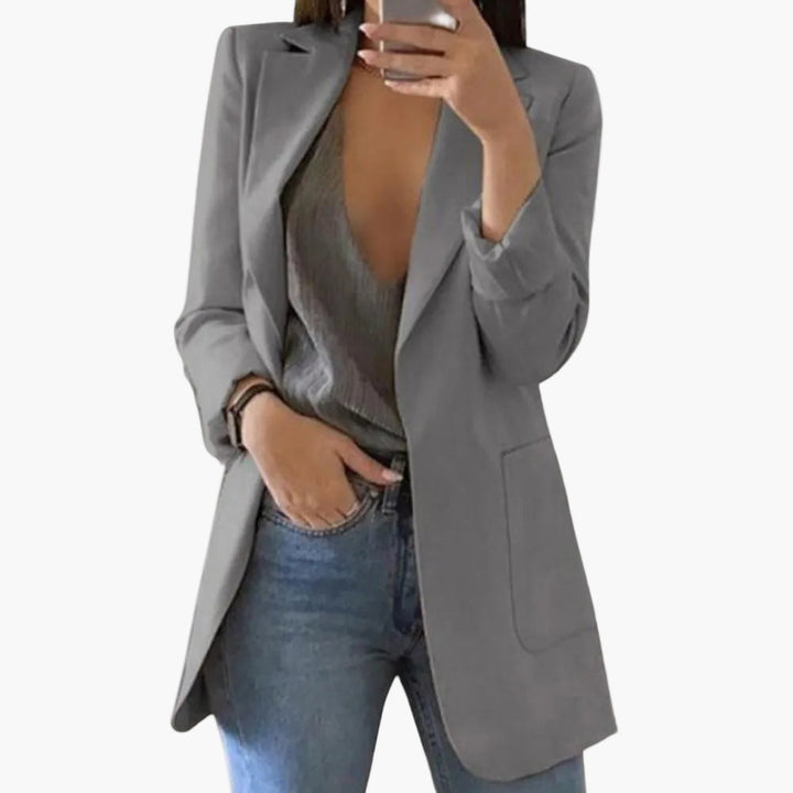 Damen Blazer Langer Schnitt Elegant Arbeit Freizeit Modern