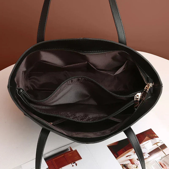 Grand sac fourre-tout en cuir avec doubles poignées épaule