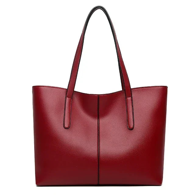 Grand sac fourre-tout en cuir avec doubles poignées épaule