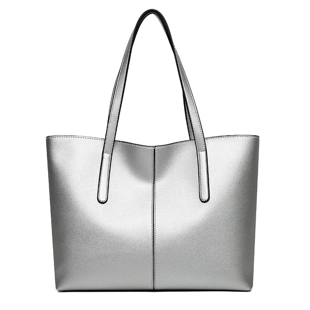 Grand sac fourre-tout en cuir avec doubles poignées épaule