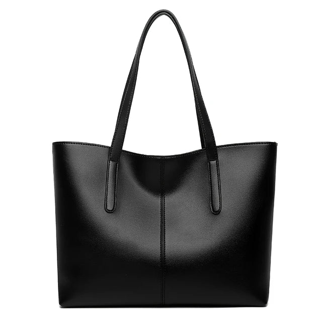 Grand sac fourre-tout en cuir avec doubles poignées épaule