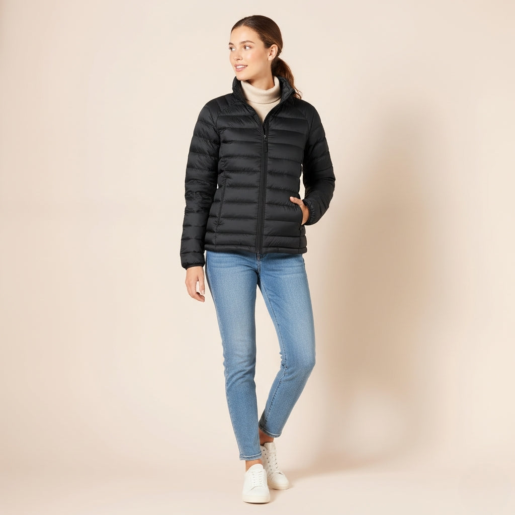 Leichte, verpackbare Pufferjacke für Frauen