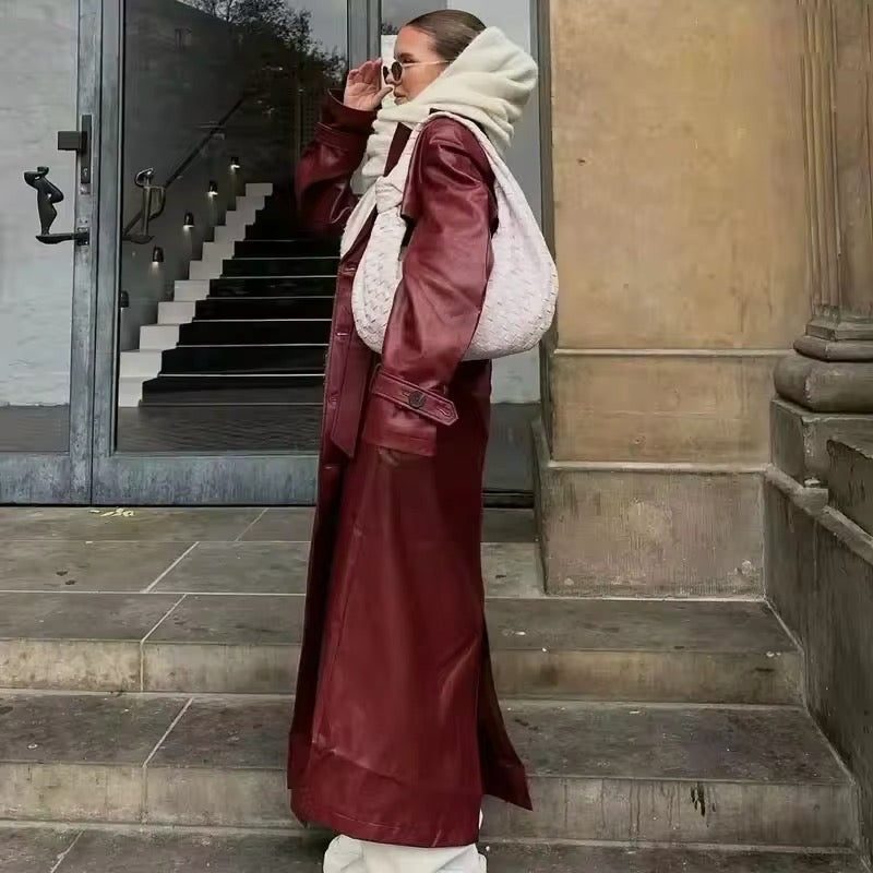 Trenchcoat Damen - Doppelreihiger Gürtel-Trenchcoat mit langen Ärmeln
