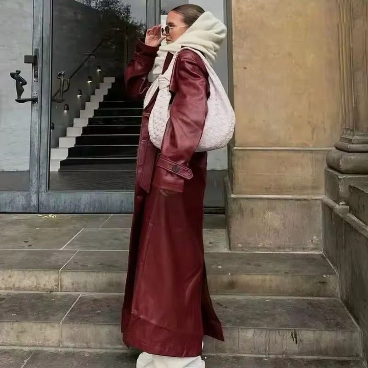 Trenchcoat Damen - Doppelreihiger Gürtel-Trenchcoat mit langen Ärmeln