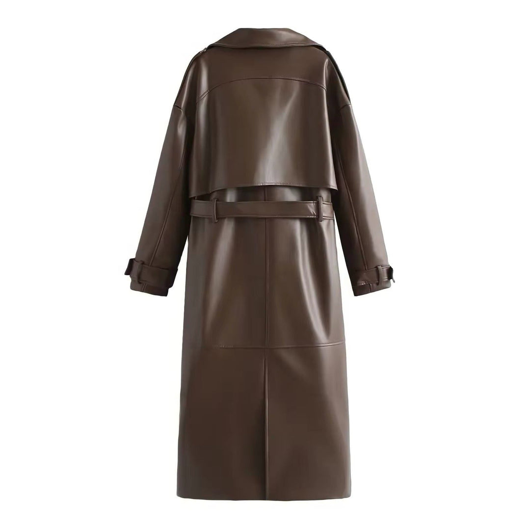 Trenchcoat Damen - Doppelreihiger Gürtel-Trenchcoat mit langen Ärmeln