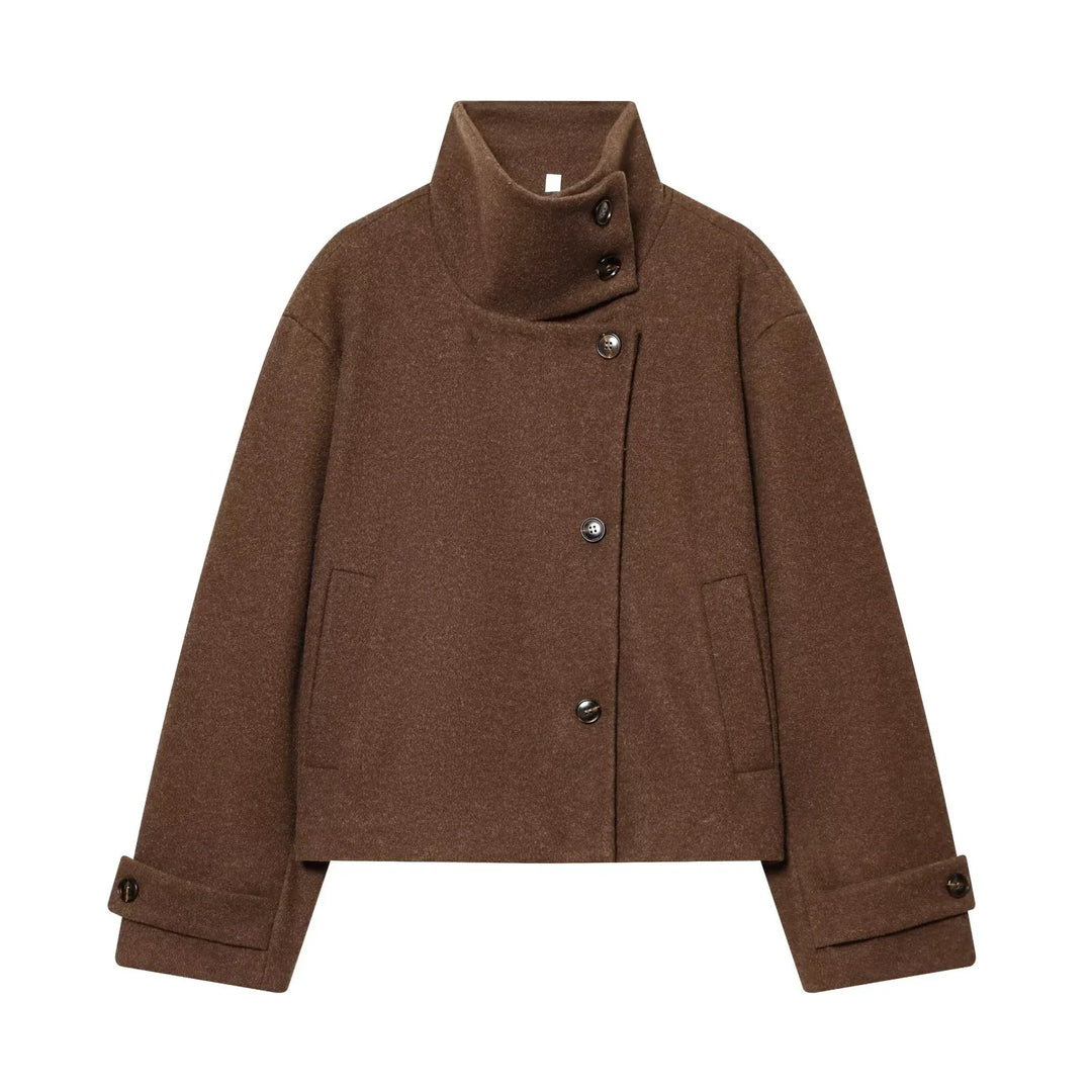Damenjacke - Kurzjacke aus Wollmischung mit Schnallenkragen