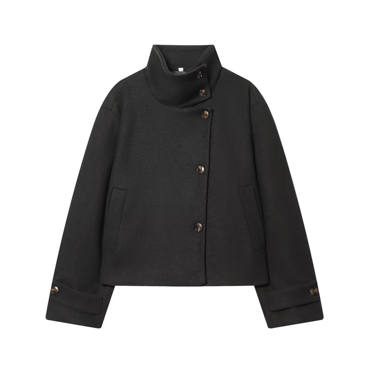 Damenjacke - Kurzjacke aus Wollmischung mit Schnallenkragen