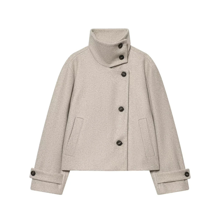 Damenjacke - Kurzjacke aus Wollmischung mit Schnallenkragen
