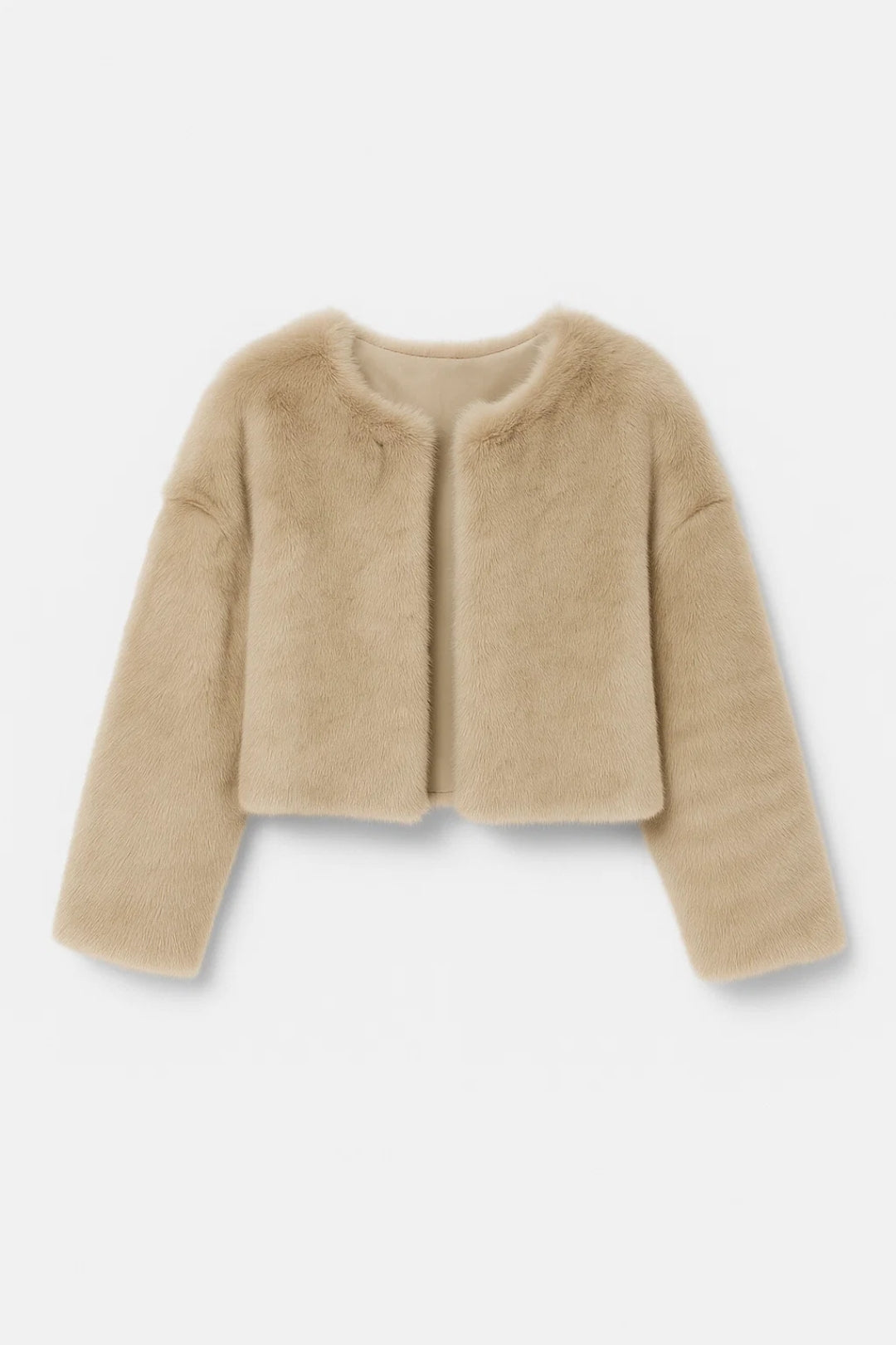 Jacke Damen - Kurzgeschnittene Flauschige Kunstlederjacke