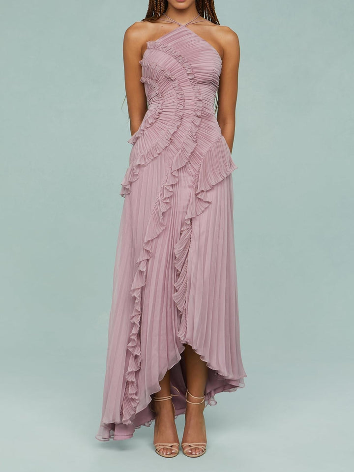 Maxi Kleid Damen | Raffinierter Halterneck