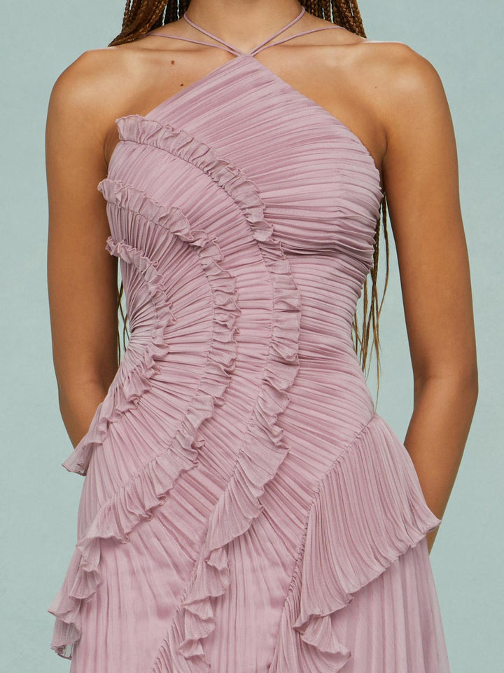 Maxi Kleid Damen | Raffinierter Halterneck