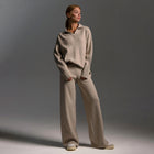 Damen Lounge Set, Weich und Komfortabel, Mit Kragen & Weit geschnittene Hose
