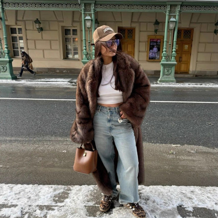 Manteau long en fausse fourrure pour femmes - Look oversize tendance pour l&