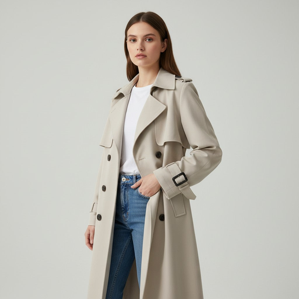 Trenchcoat Damen - Gürtelter Baumwoll-Trenchcoat