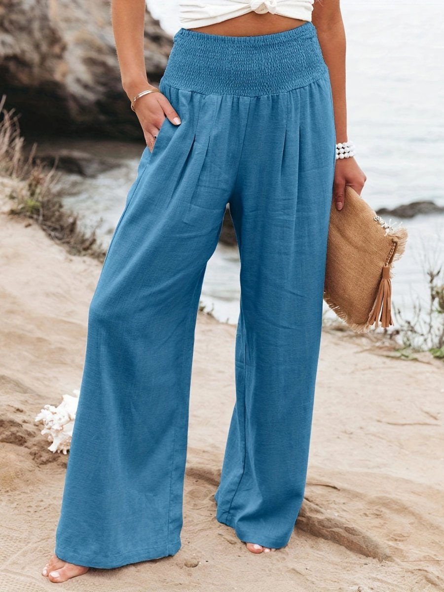 Pantalon ample en lin à taille froncée