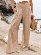 Pantalon ample en lin à taille froncée