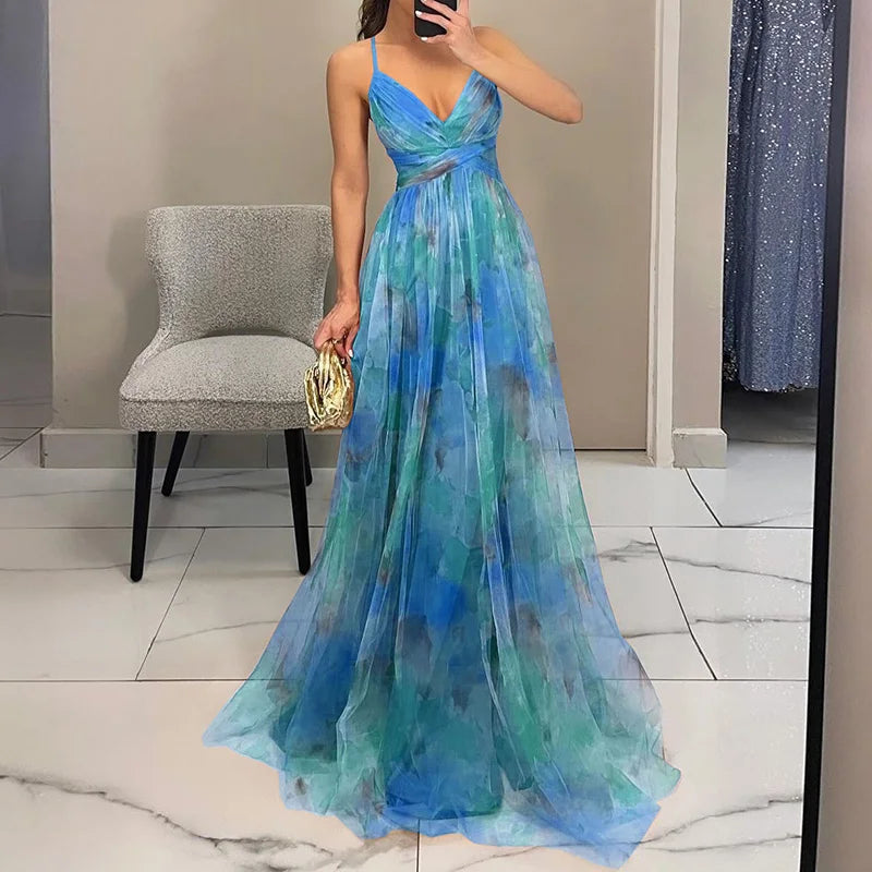 Maxikleid für Hochzeitsgäste | Floral Plissiert