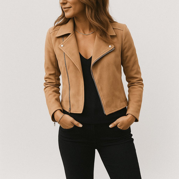 Jacke Damen - Asymmetrische Wildlederjacke