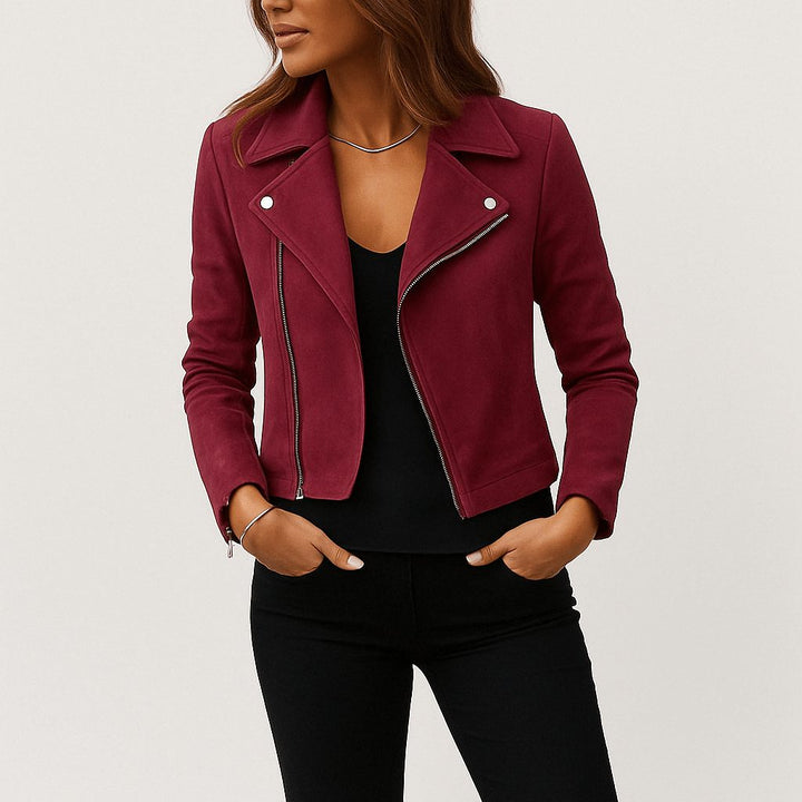 Jacke Damen - Asymmetrische Wildlederjacke