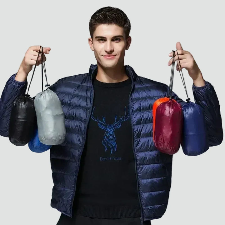 Herren Leichte Pufferjacke Mit Kompakt Aufbewahrungstasche