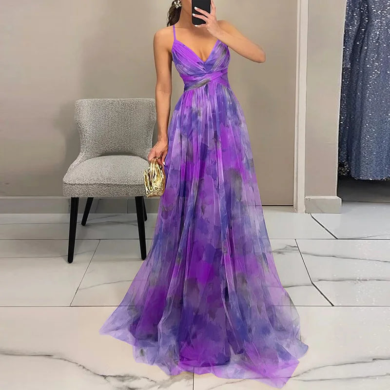 Maxikleid für Hochzeitsgäste | Floral Plissiert