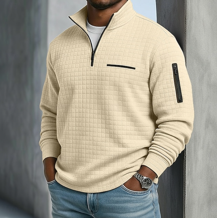 Edward | Pull à manches longues en maille gaufrée décontracté