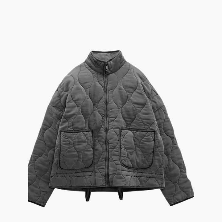 Damen Oversize Steppjacke mit Taschen und Reißverschluss – Modische Winterjacke 2024