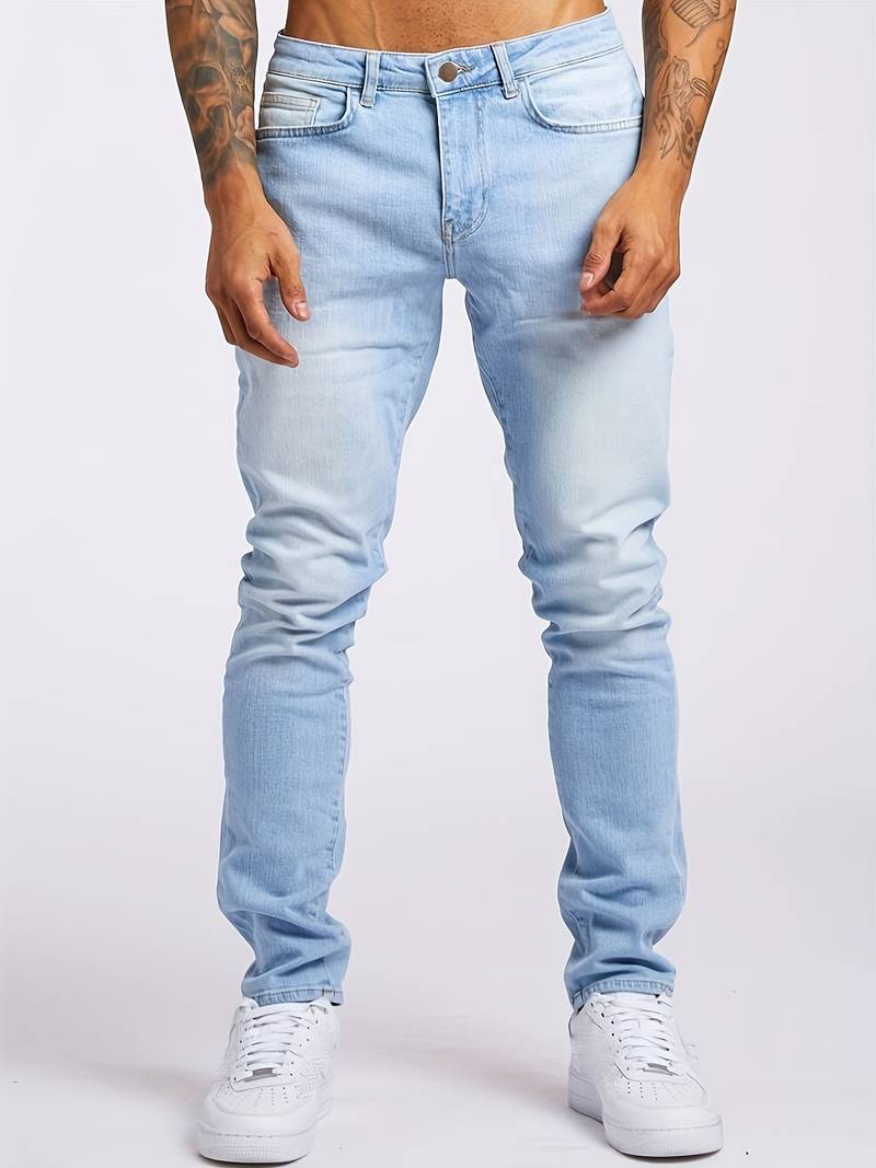 Schmale Herren Slim Fit Denim Jeans mit schmalem Bein und Fünf-Taschen-Design