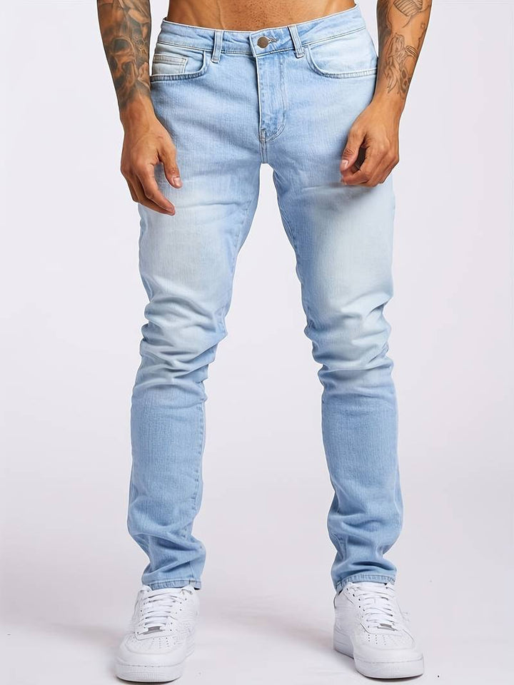 Schmale Herren Slim Fit Denim Jeans mit schmalem Bein und Fünf-Taschen-Design