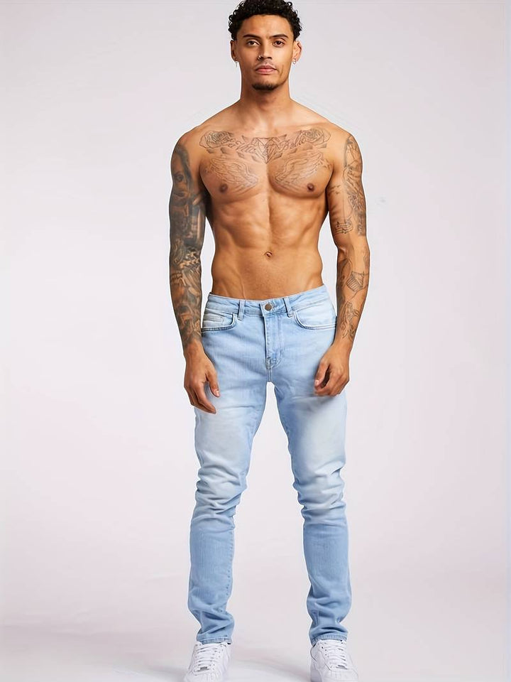 Schmale Herren Slim Fit Denim Jeans mit schmalem Bein und Fünf-Taschen-Design