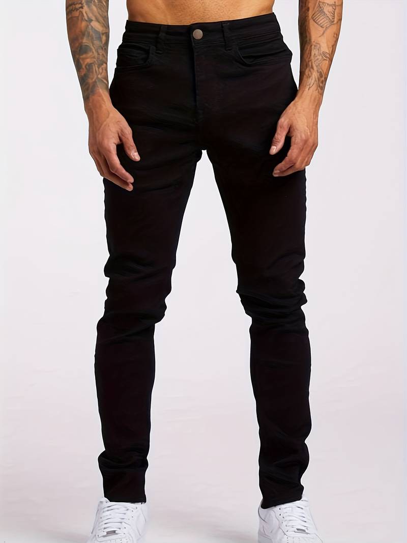 Schmale Herren Slim Fit Denim Jeans mit schmalem Bein und Fünf-Taschen-Design