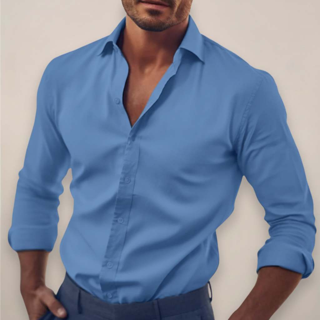 Schickes Herren Slim Fit Hemd mit Knopfleiste und langen Ärmeln