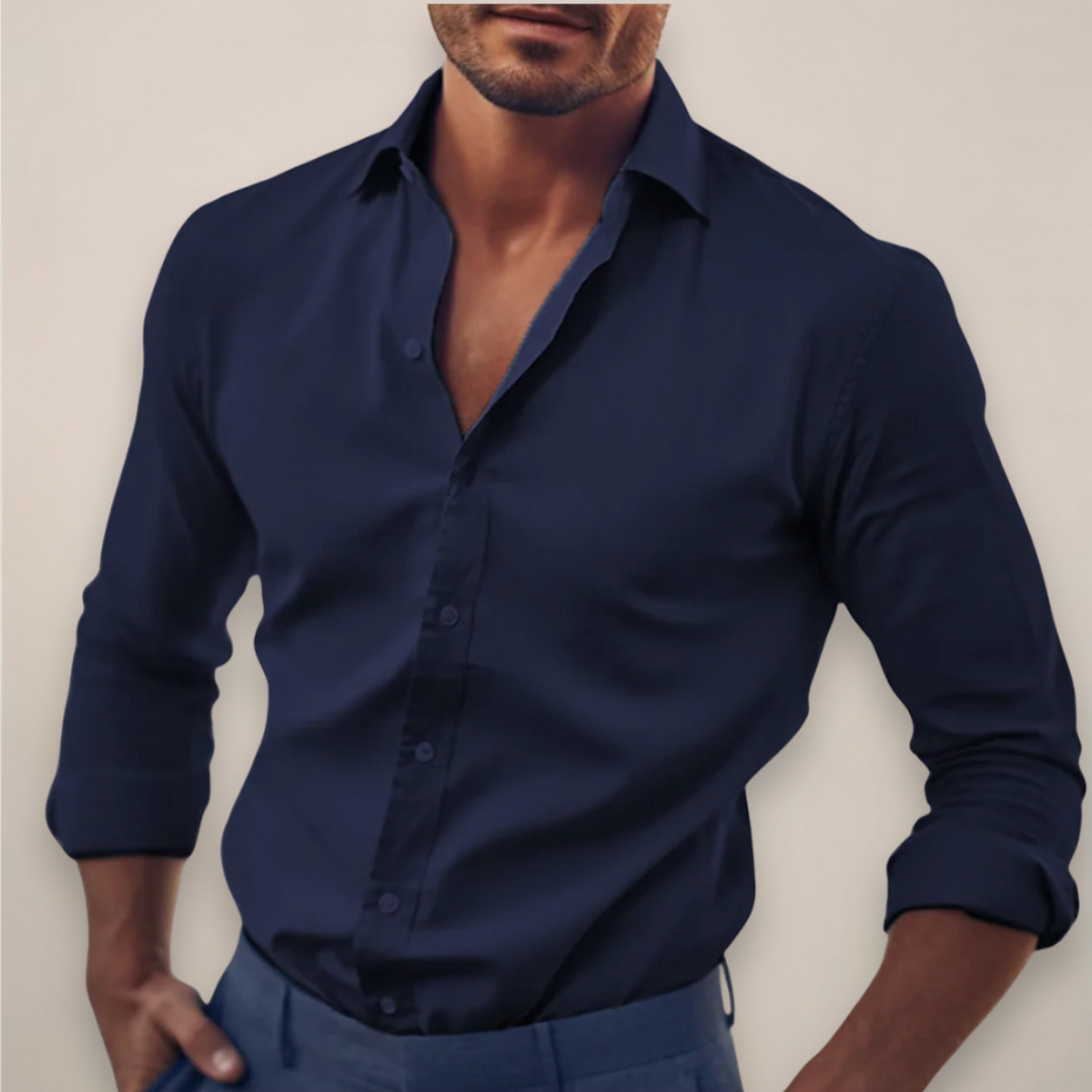 Schickes Herren Slim Fit Hemd mit Knopfleiste und langen Ärmeln