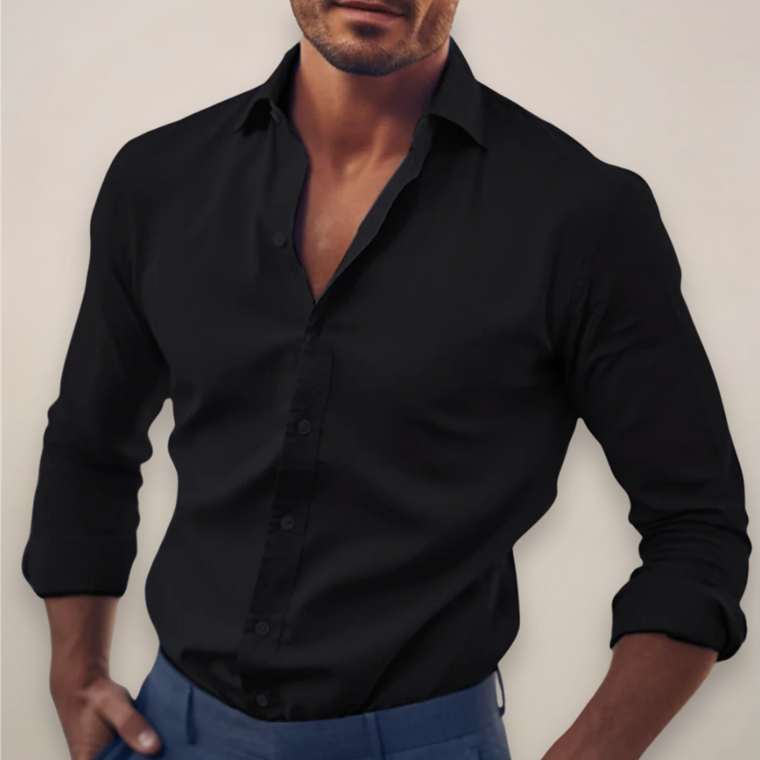 Schickes Herren Slim Fit Hemd mit Knopfleiste und langen Ärmeln