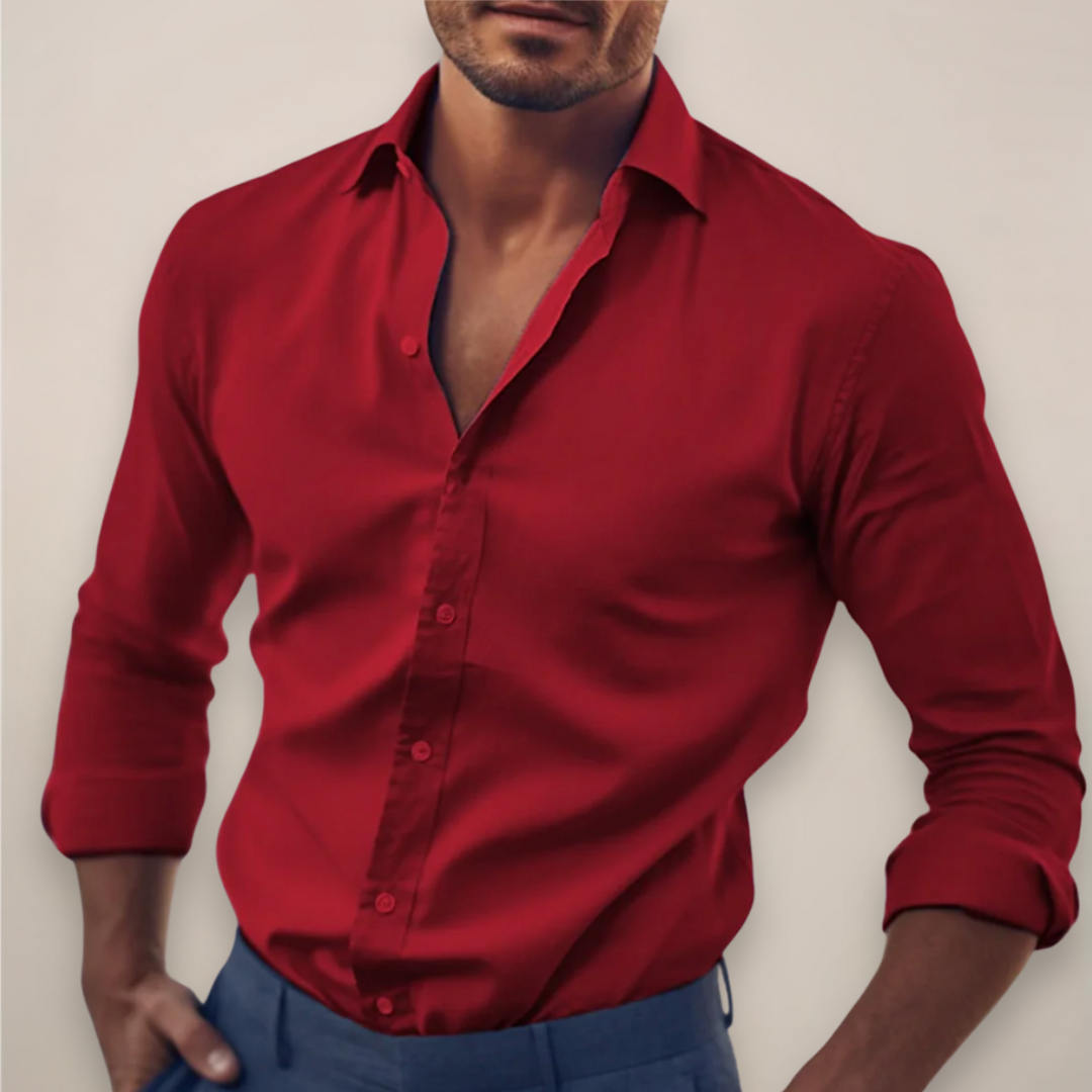 Schickes Herren Slim Fit Hemd mit Knopfleiste und langen Ärmeln
