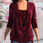 Top Damen | Glitzernde Pailletten & Flatternder Drapierter Look