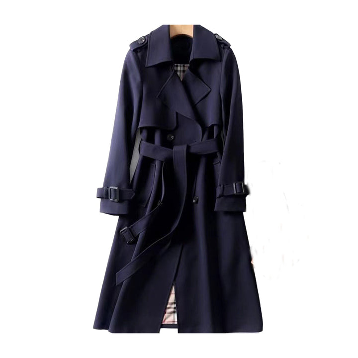 Damenmantel - Doppelter Herbst-Trenchcoat mit Knopfleiste