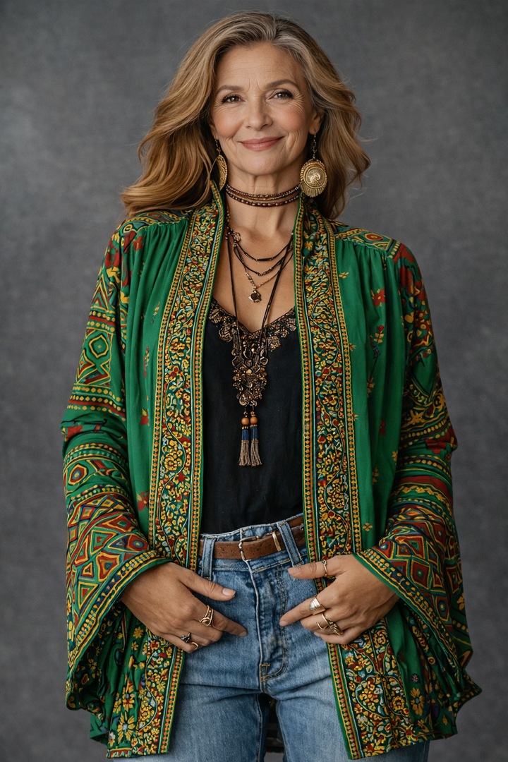 Amelie | Stilvoller Samt-Touch Bohemian Cardigan