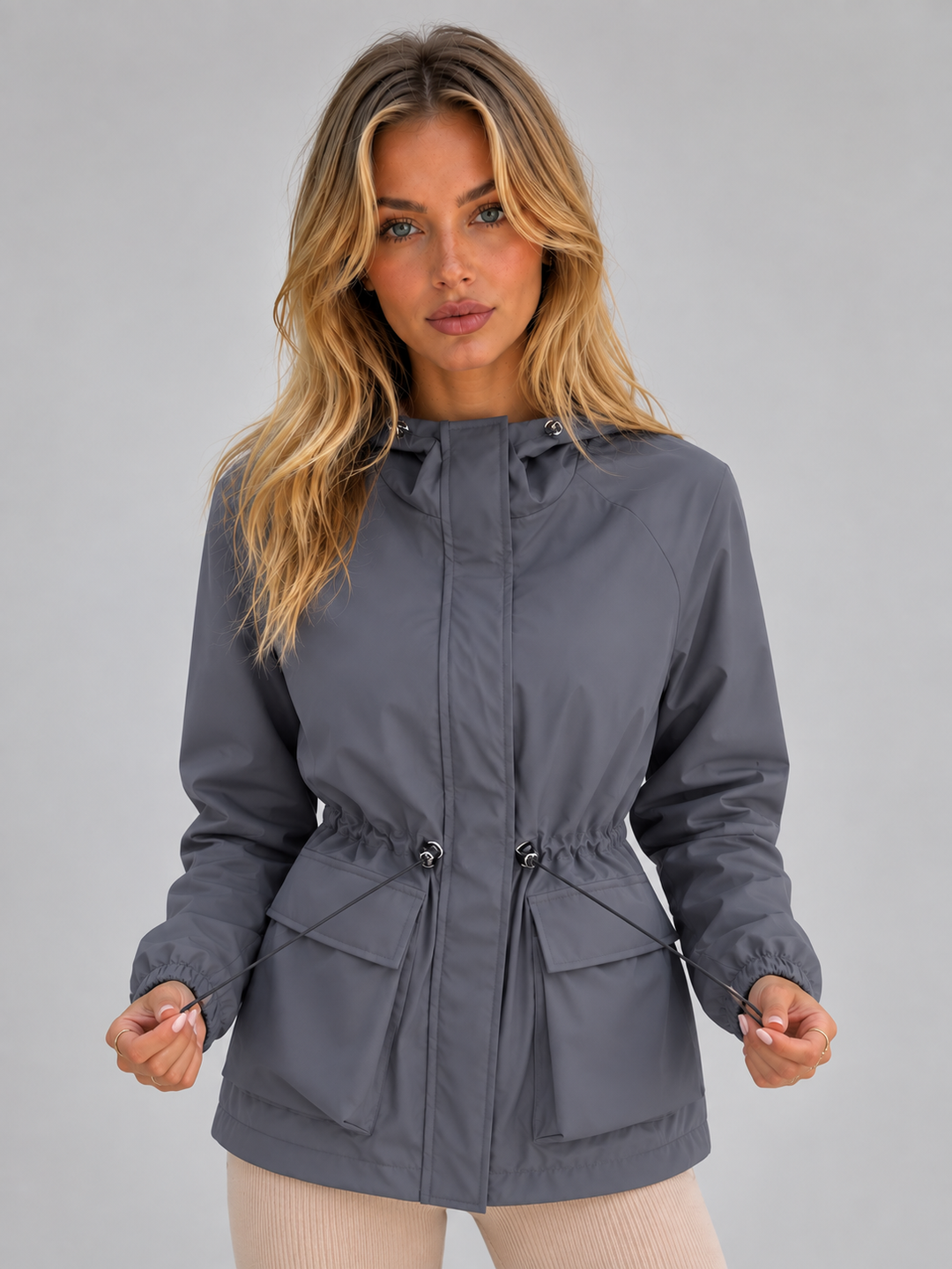 Regenjacke Damen - Kapuzen-Regenjacke mit winddichter Verarbeitung